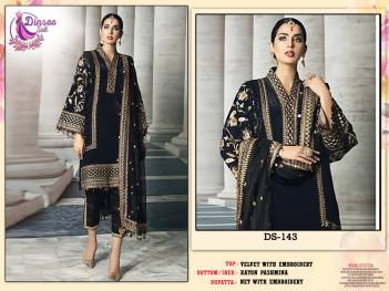 Dn 143 BY Dinsaa Designer Partywear Velvet Salwar Kameez Collection